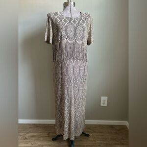Vintage Elegant Lace Fringe maxi Dress evening dancing formal wedding guest
